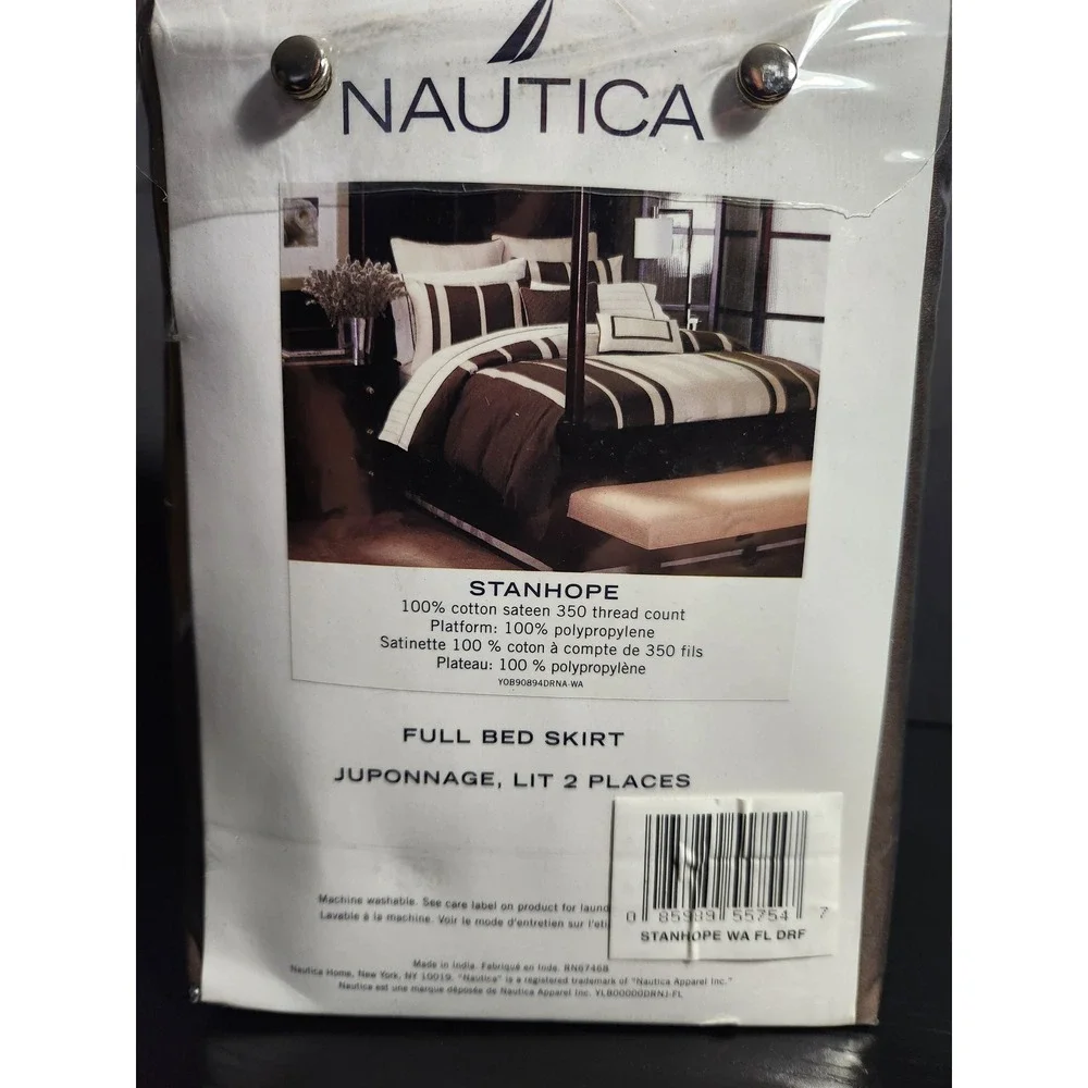 Nautica Stanhope‎ Full Bed Skirt Brown Sateen 350 Thread Count